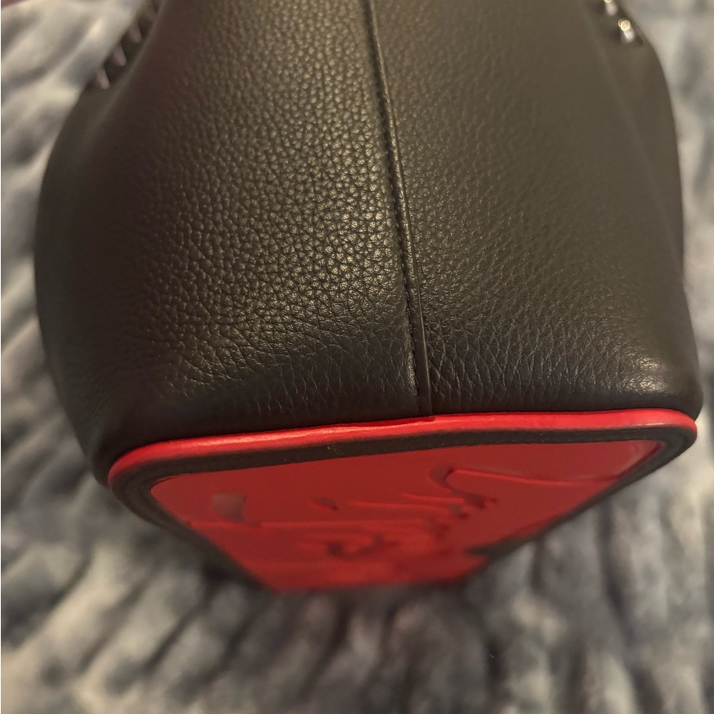 Christian Louboutin Black Leather Tote with Signature Red Trim - Picture 10 of 13